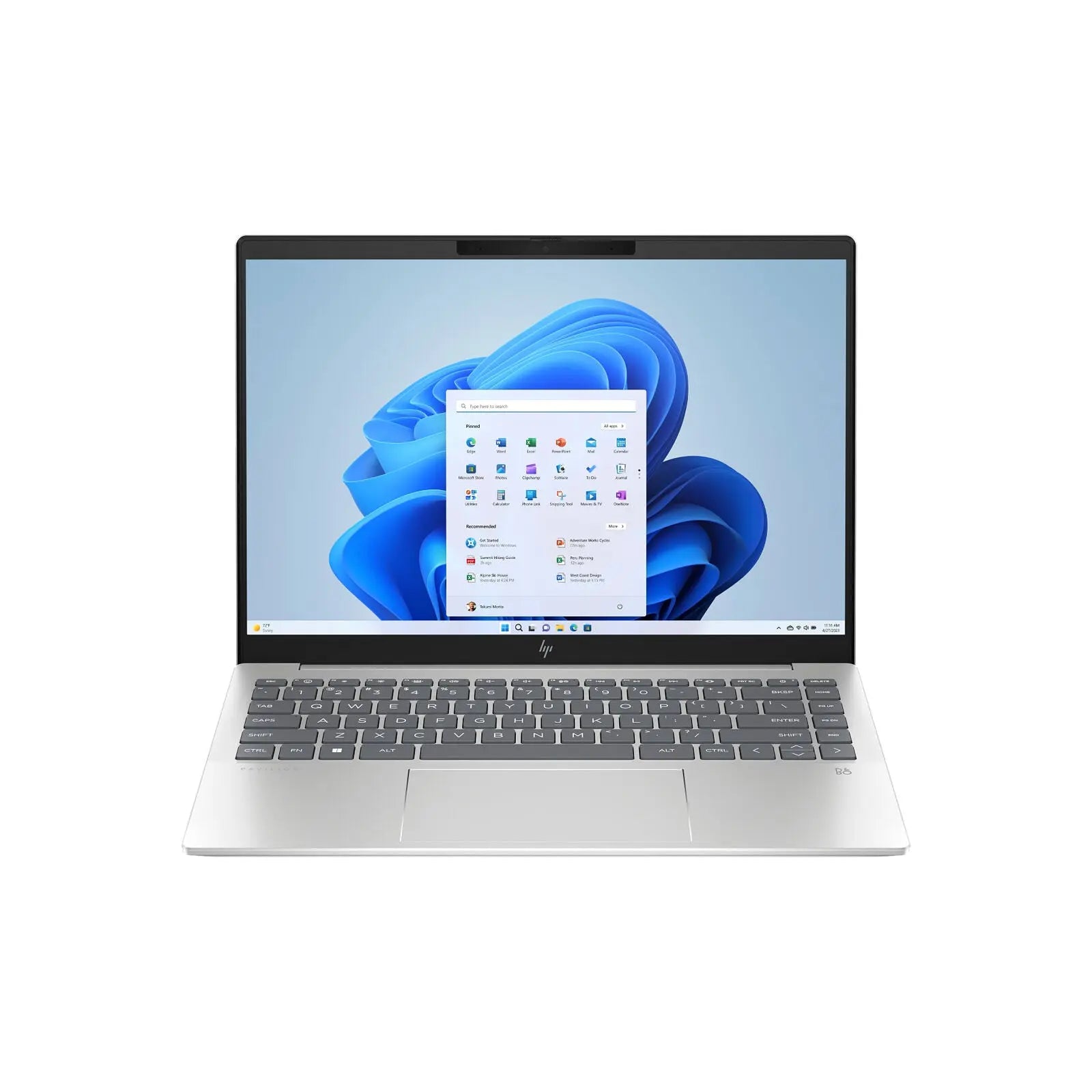 Pavilion Plus 14" WQXGA 120Hz Laptop i5-1335U 16GB 256GB W11H Natural Silver (Refurbished) front view