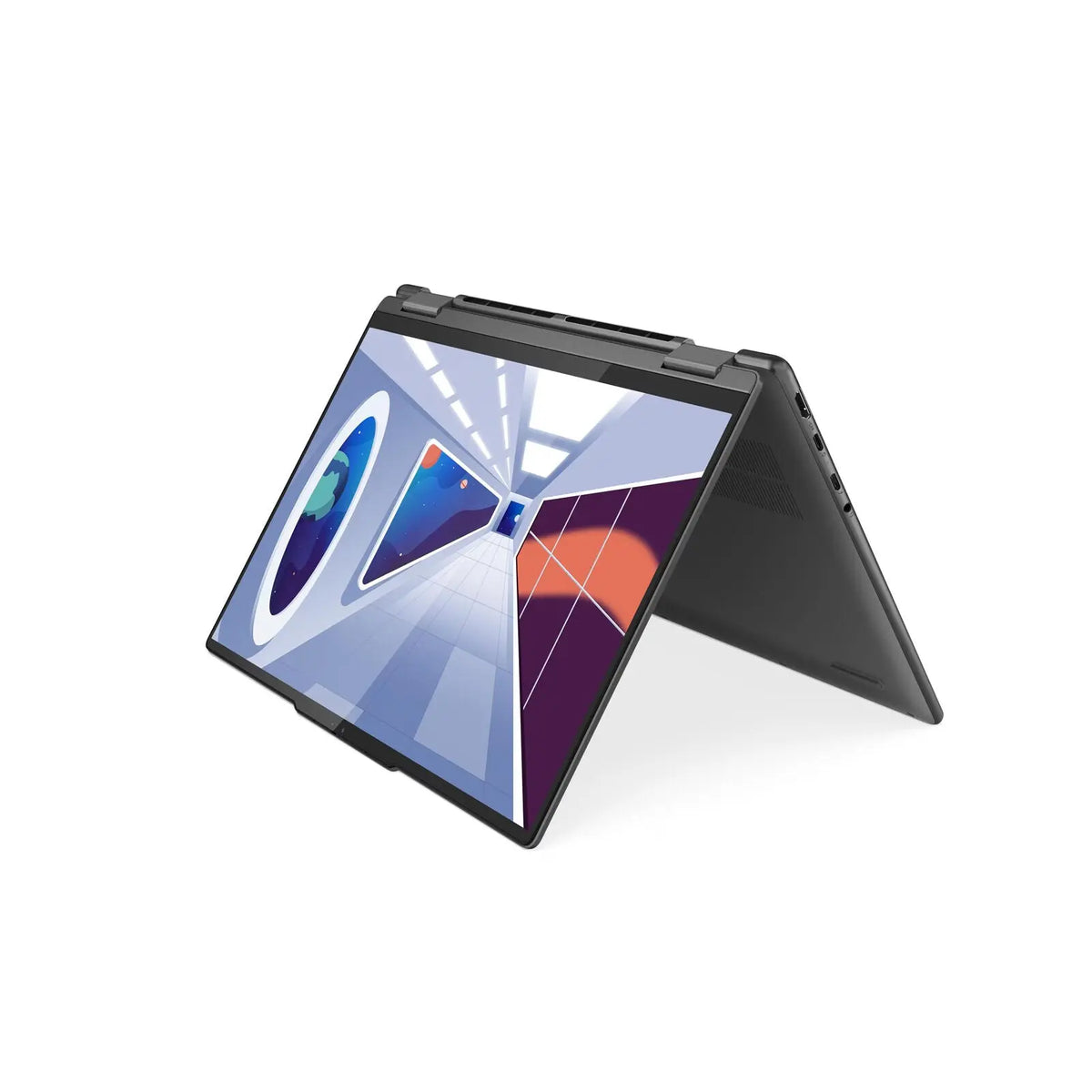Yoga 7 16" WQXGA 2-in-1 Laptop i7-1360P 16GB 1TB W11H Touch Storm Grey (Refurbished) in convertible position.