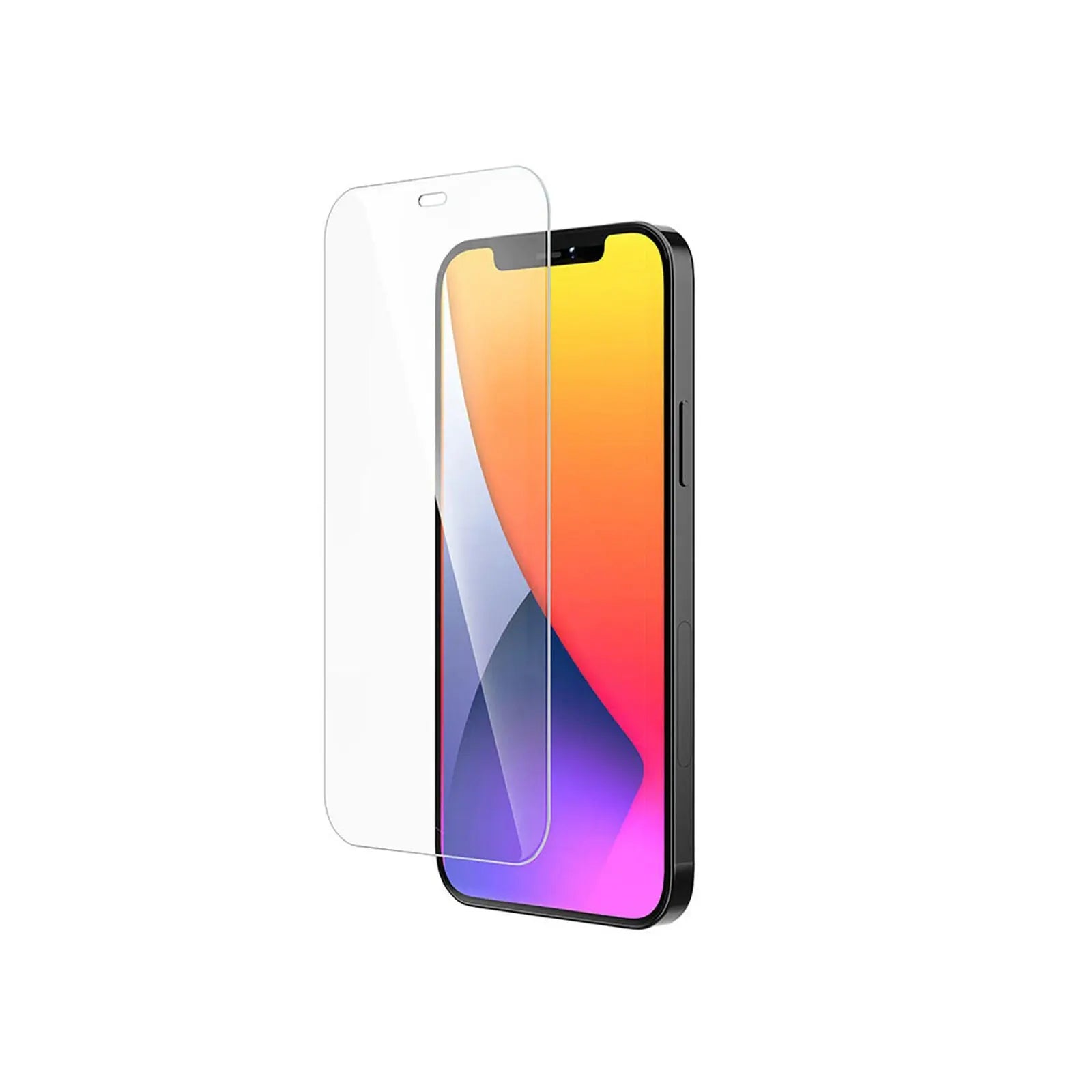 9H 2.5D Tempered Glass Screen Protector for iPhone 12 & 12 Pro (Brand New) displayed on iPhone with gradient background.