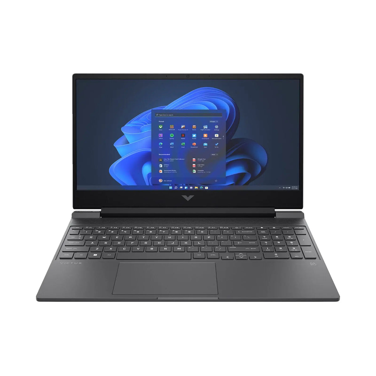 Victus 15.6" FHD 144Hz Gaming Laptop i7-12650H 16GB 512GB RTX2050 W11H (Refurbished) front view with Windows 11 interface