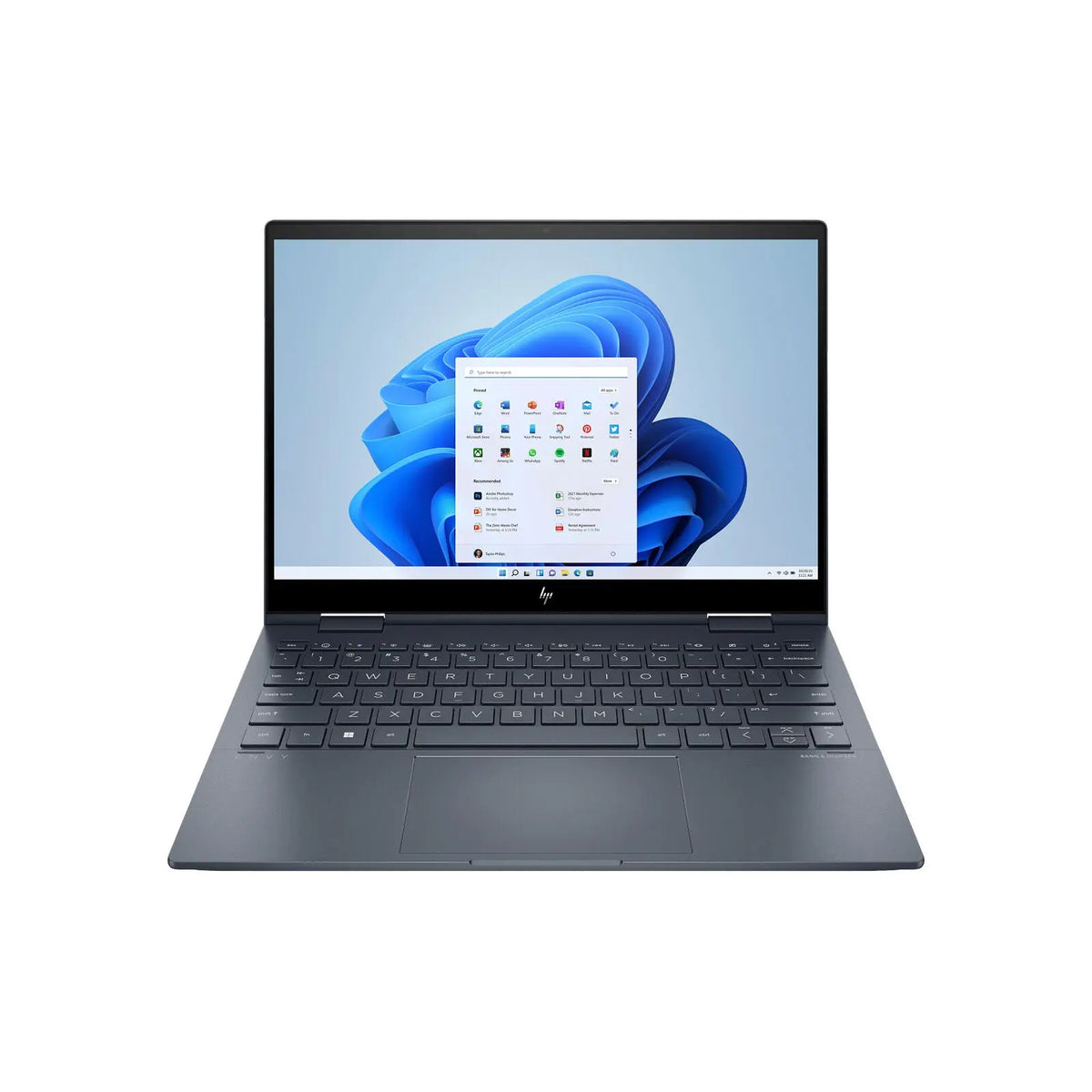 Envy x360 13.3" WQXGA+ 2-in-1 Laptop i5-1230U 16GB 512GB W11H Touch Space Blue (Refurbished) with Windows 11 interface.