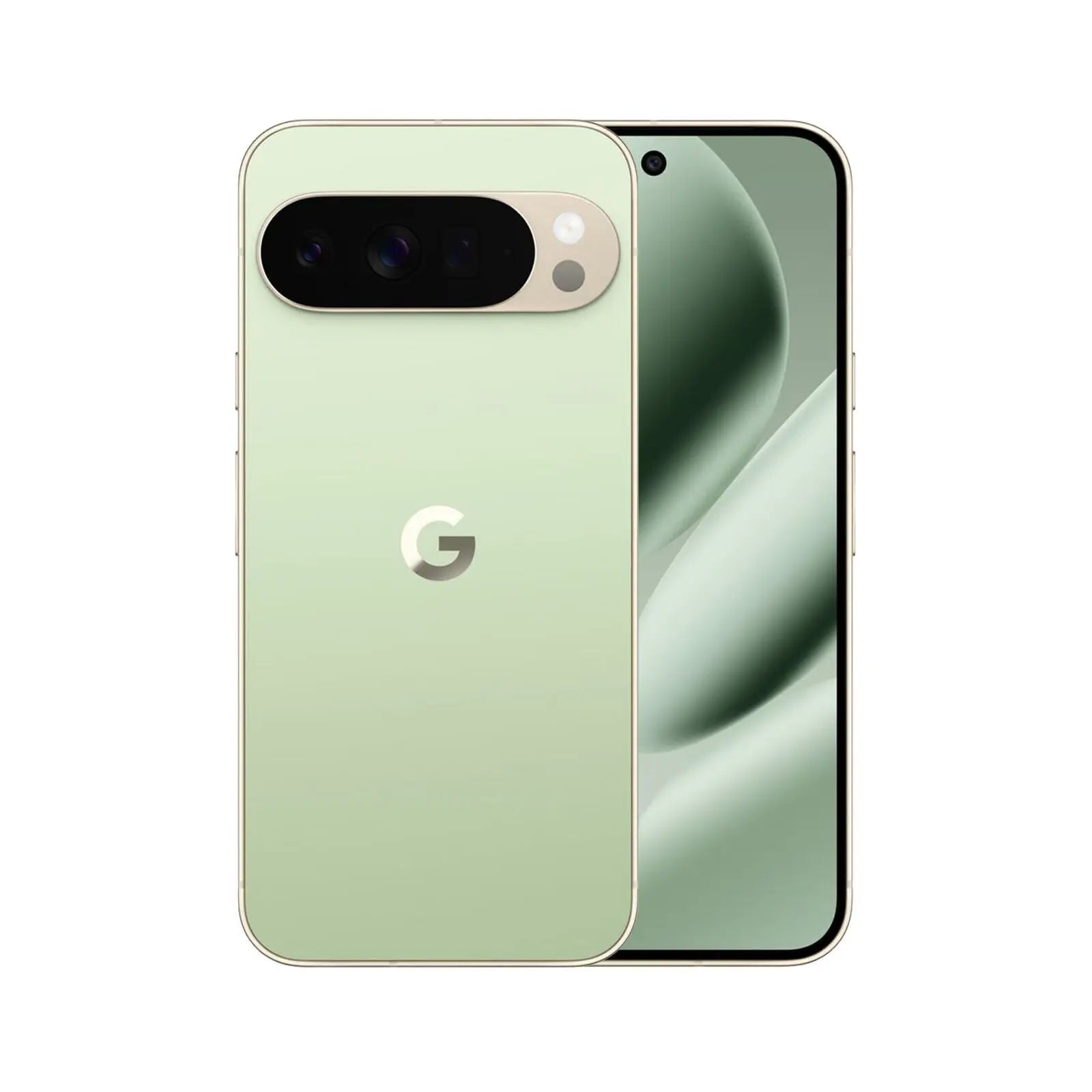 Pixel 10 Pro XL (Refurbished) smartphone in green color, showcasing front and back design.
