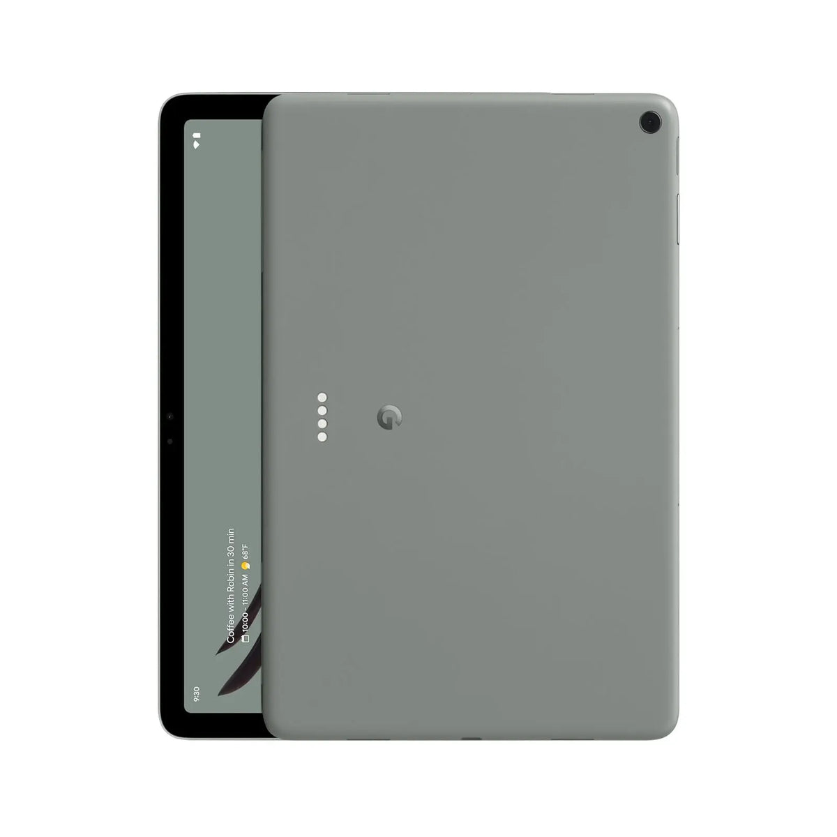 Google Pixel Tablet 2023 (Refurbished) showing grey back and display features.