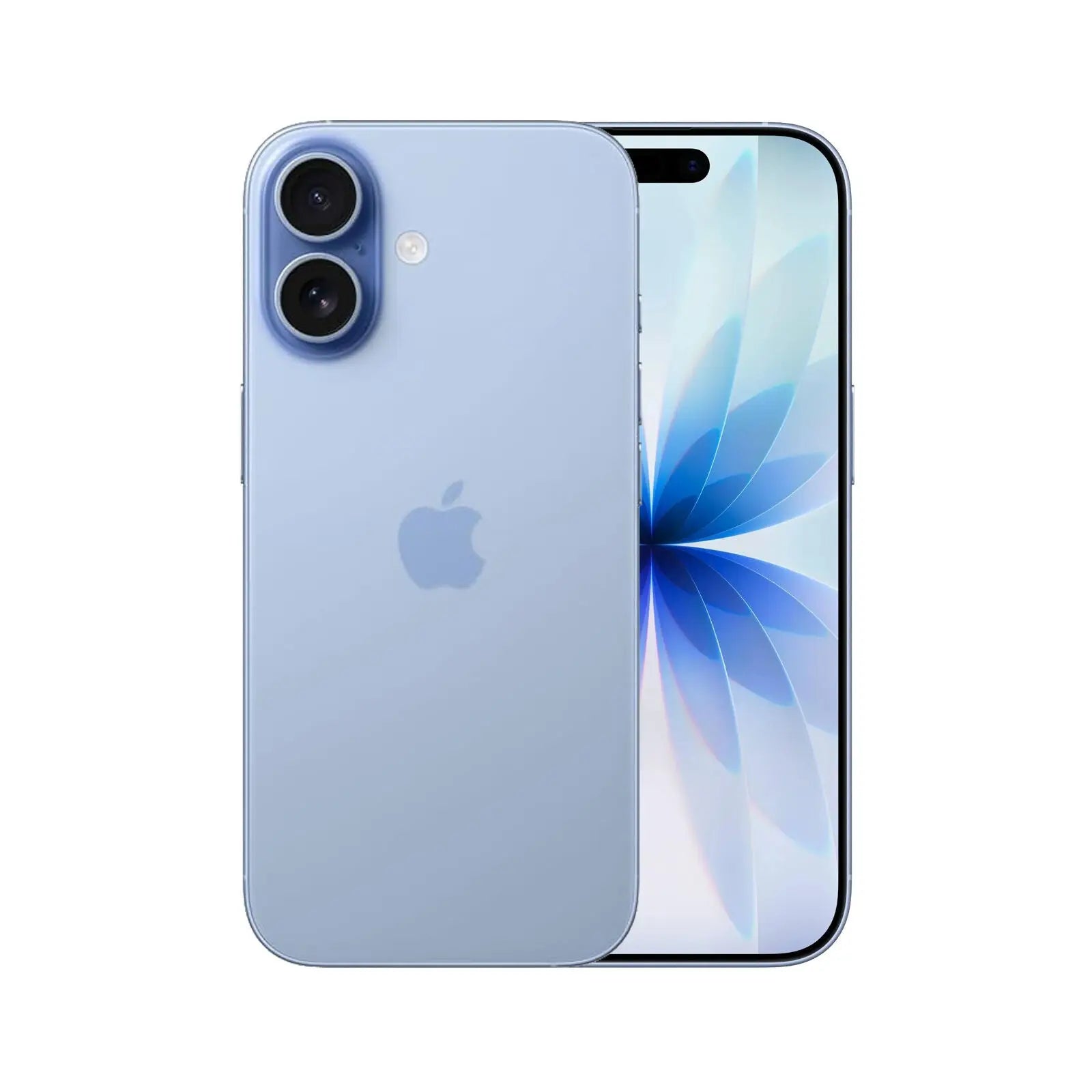 iPhone 17 (Refurbished) in Mist Blue with a sleek design showcasing the back and front screens