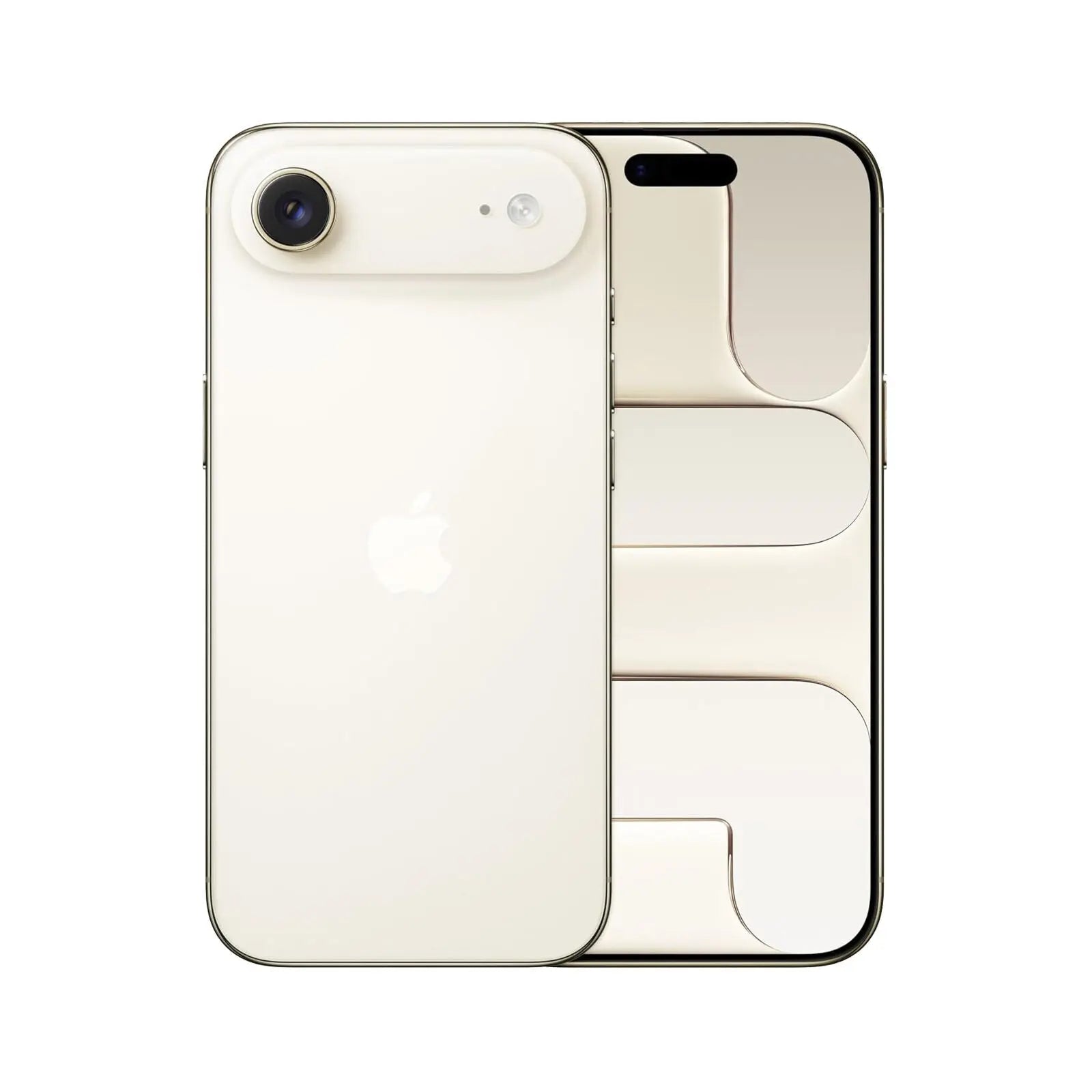 iPhone Air (Refurbished) front and back view showing sleek design and camera features.