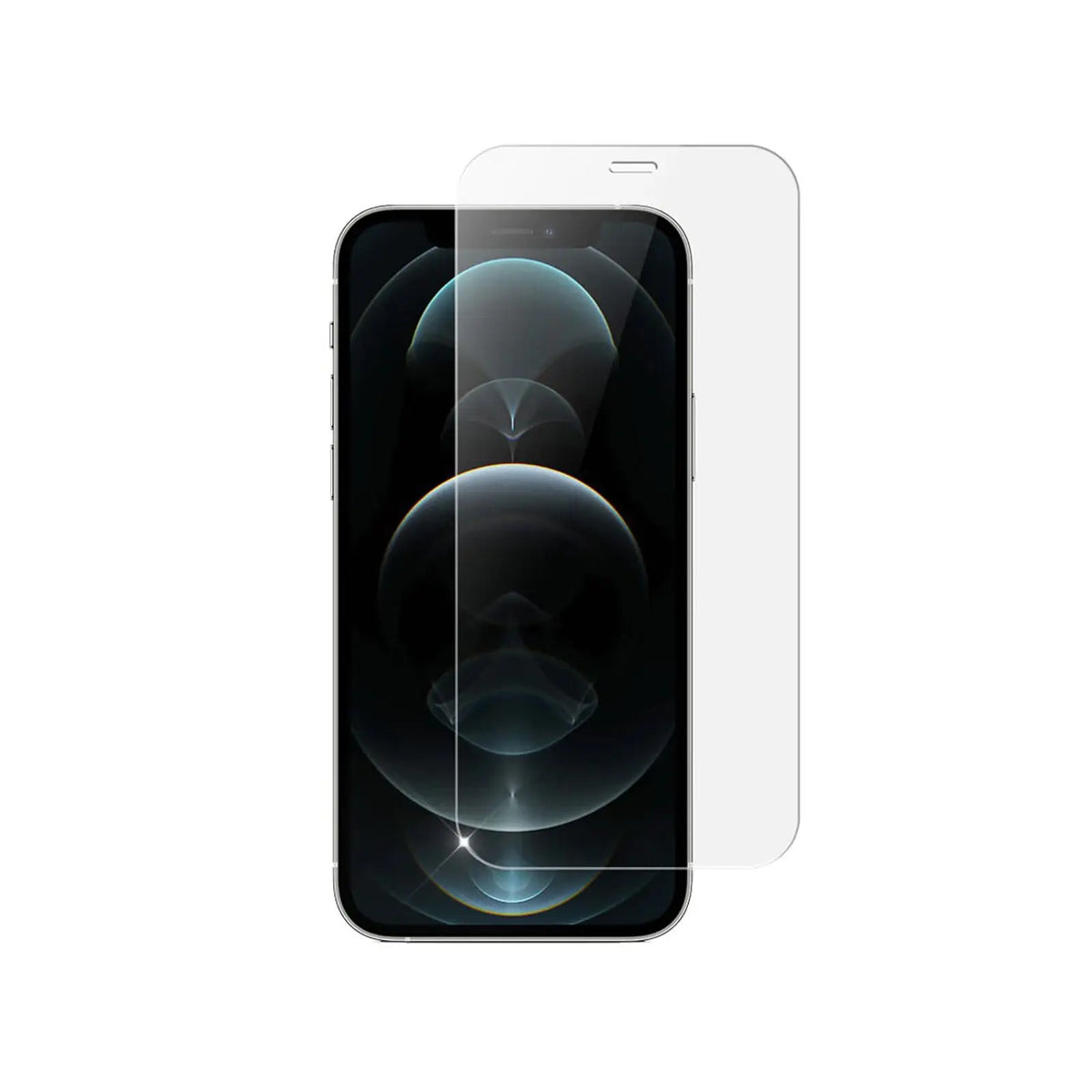 9H 2.5D Tempered Glass Screen Protector for iPhone 12 Pro Max (Brand New) displayed on an iPhone.