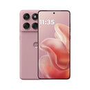 Edge 60 Fusion 5G Smartphone (Refurbished) in pink showing front and back design with three cameras.