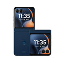 Razr 60 5G Flip Phone (Refurbished) showcasing the foldable design and dual displays.