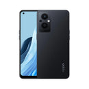 Reno 8 Lite 5G (Refurbished) - Oppo smartphone in Cosmic Black color, showcasing front and back design.