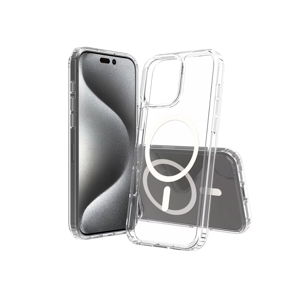 High Quality Acrylic + TPU Hybrid Transparent Case Cover with Magnetic Ring for iPhone 16 Pro (Brand New) showcased in clear design.