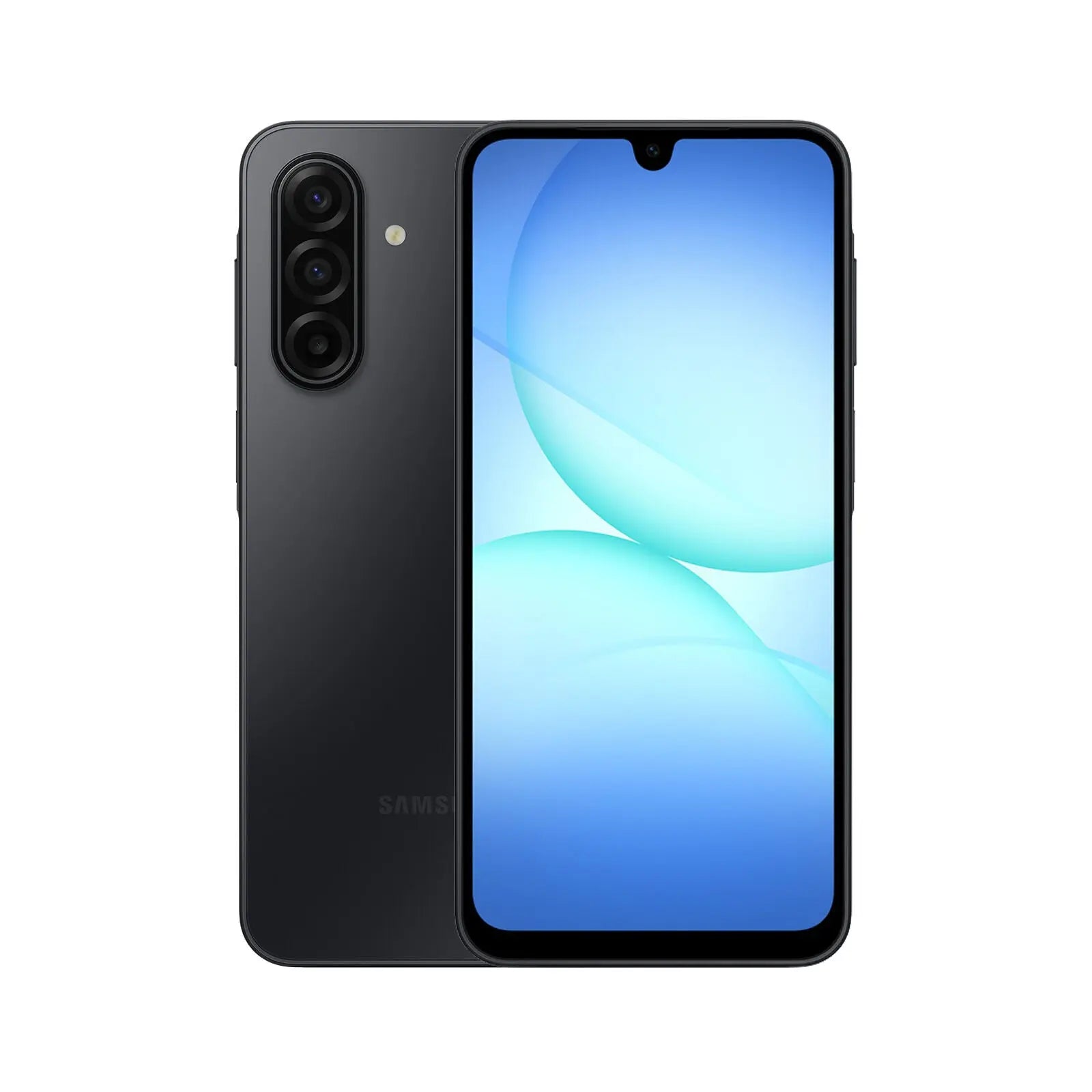 Samsung Galaxy A17 5G (Refurbished) in black color showing front and back design with vibrant display.