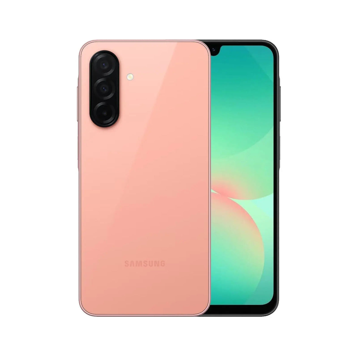 Samsung Galaxy A26 5G (Refurbished) in peach pink color with sleek design and Super AMOLED display.