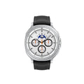 Galaxy Watch8 Classic 46mm Bluetooth (Refurbished) with silver design and black strap, showcasing the watch face.