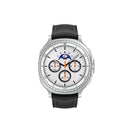 Galaxy Watch8 Classic 46mm Bluetooth (Refurbished) with silver design and black strap, showcasing the watch face.